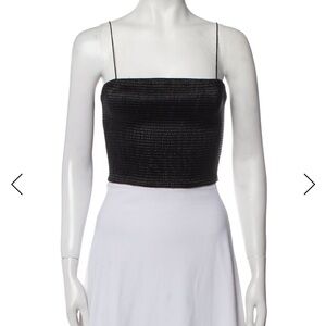 Alice + Olivia Black Textured Crop Top